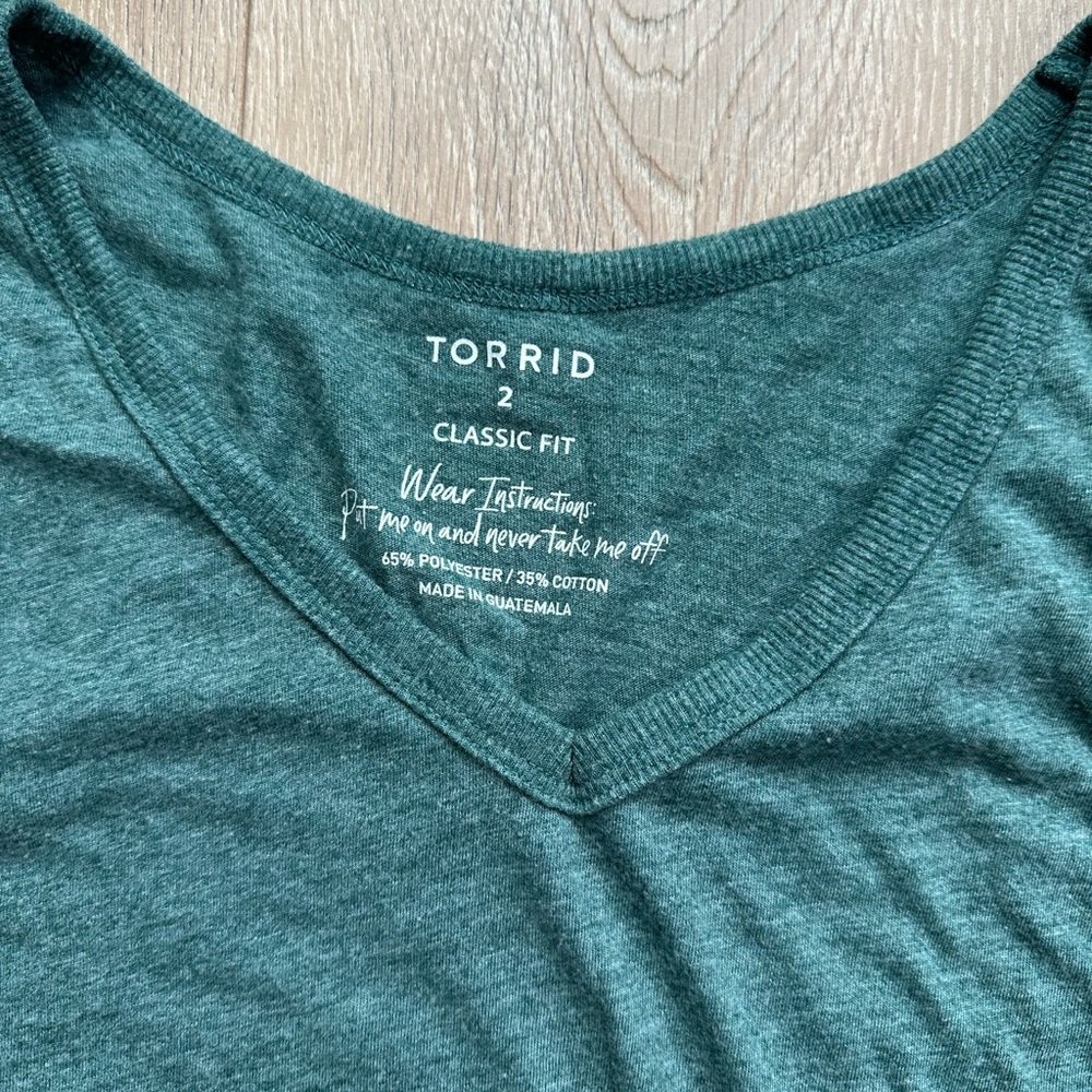 Torrid Classic Fit V-Neck Tee - Dark Green